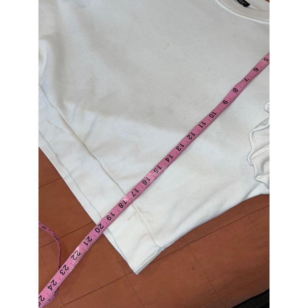 Zara White Ruffle Sweatshirt Size Medium - Picture 6 of 8
